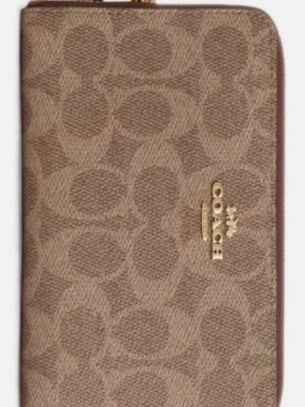 Coach Women's Zip Wallet Signature Canvas Medium Id Gold/Tan/Brown CW781 BRN - Picture 2 of 3